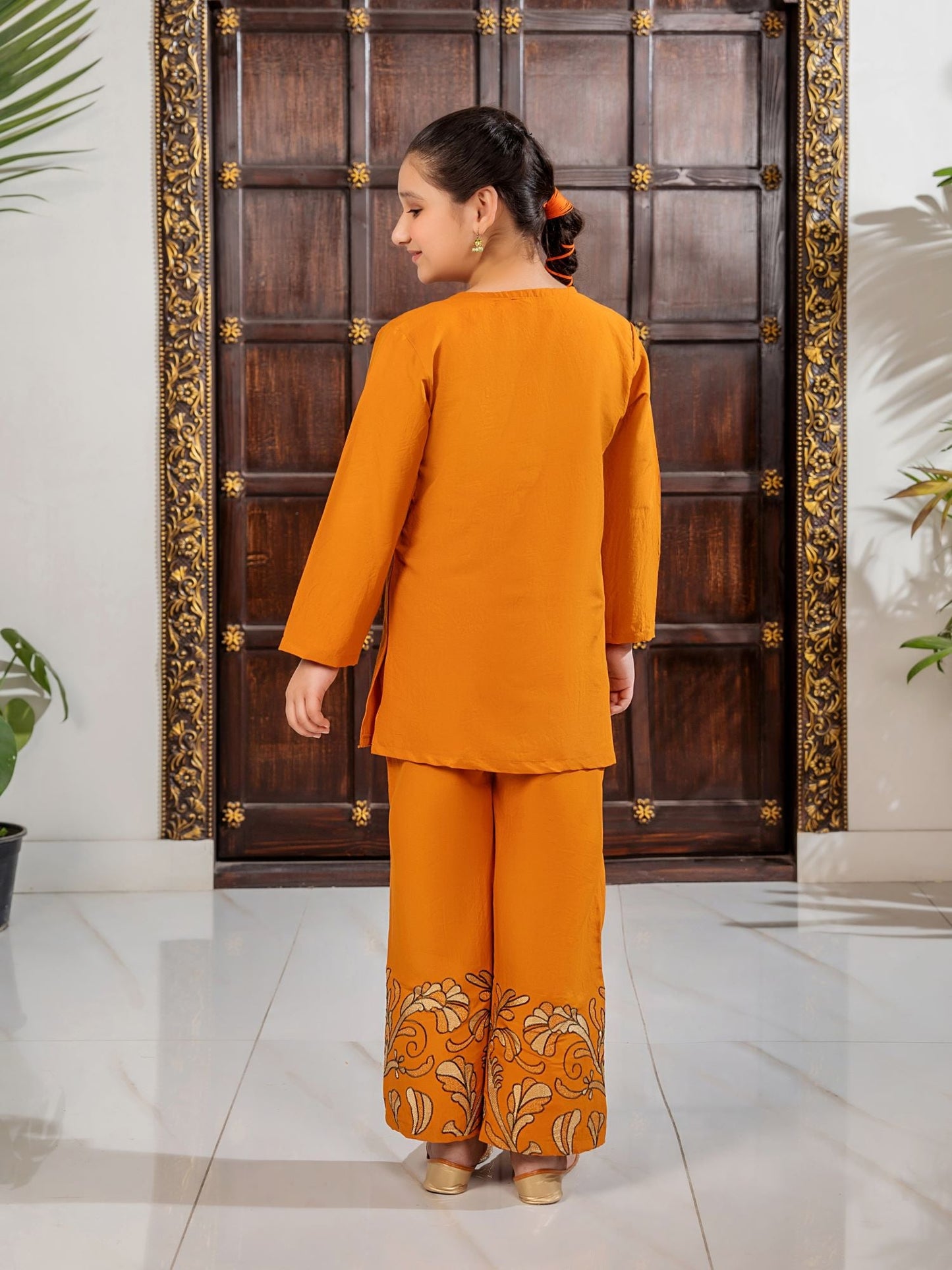 Velvour Girls Cotton Embroidered Stitched 2-Piece Suit-VG130-B