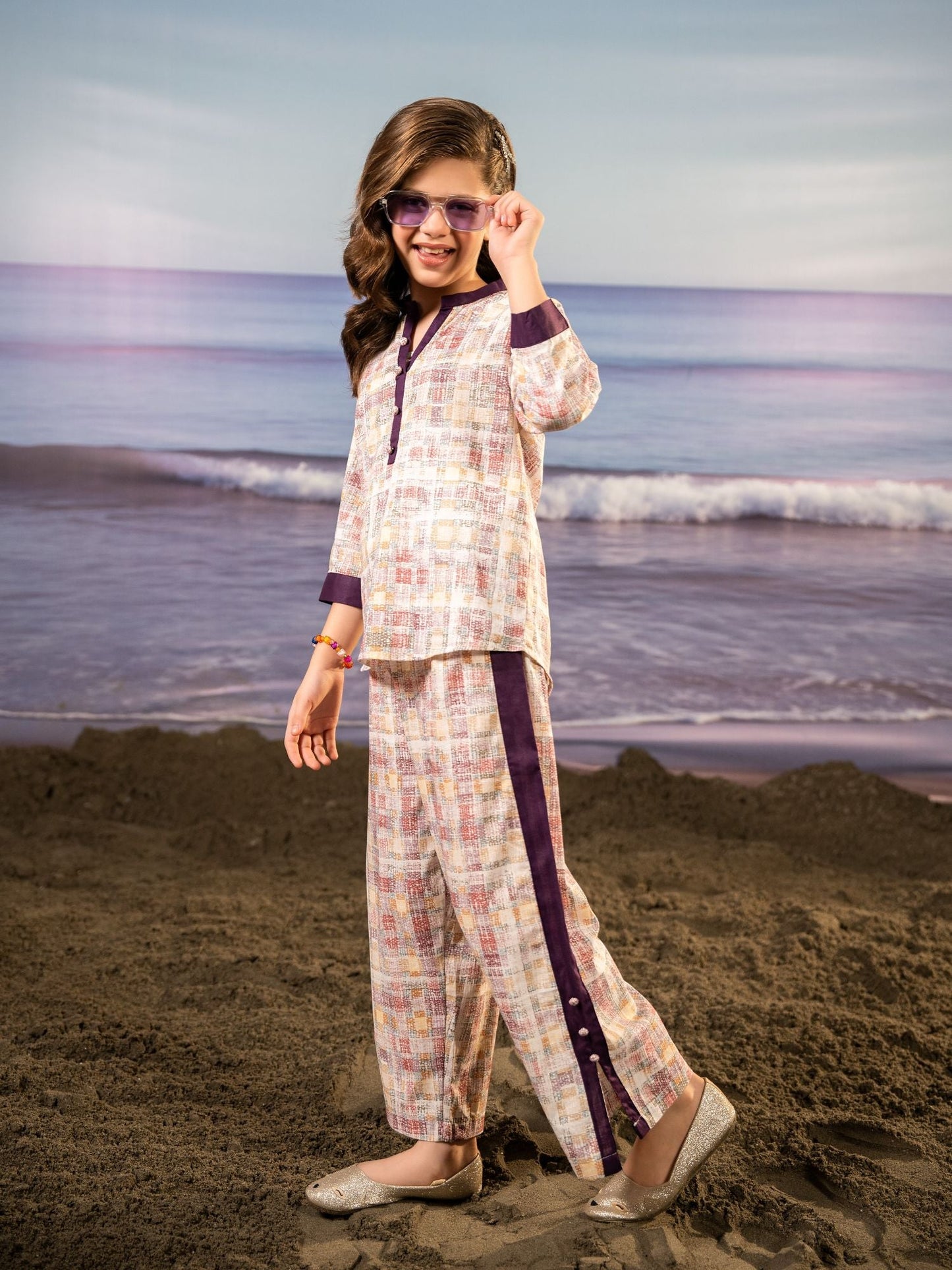 Velvour Girls Cotton Printed Co-Ord Set-VG167-B