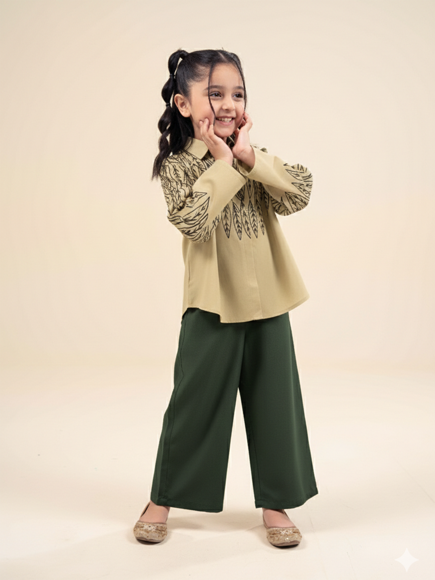 Velvour Girls Cotton Embroidered Co-Ord Set-VG177-B