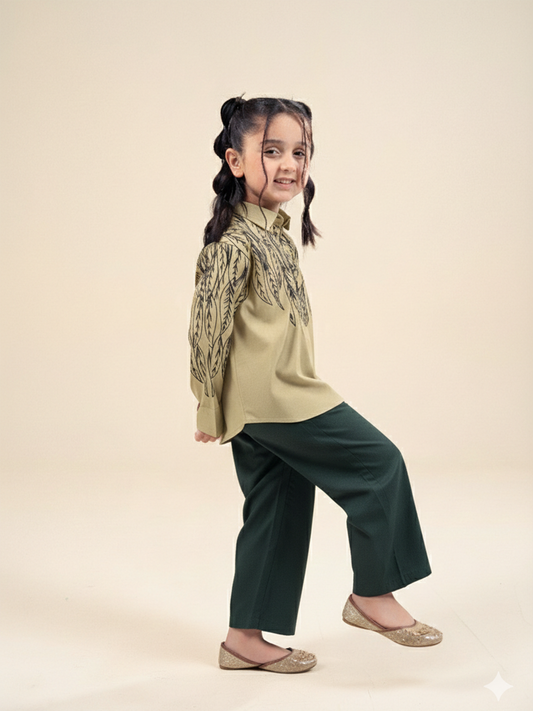 Velvour Girls Cotton Embroidered Co-Ord Set-VG177-B