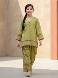 Velvour Girls Cotton Embroidered Stitched 2-Piece Suit-VG180-A