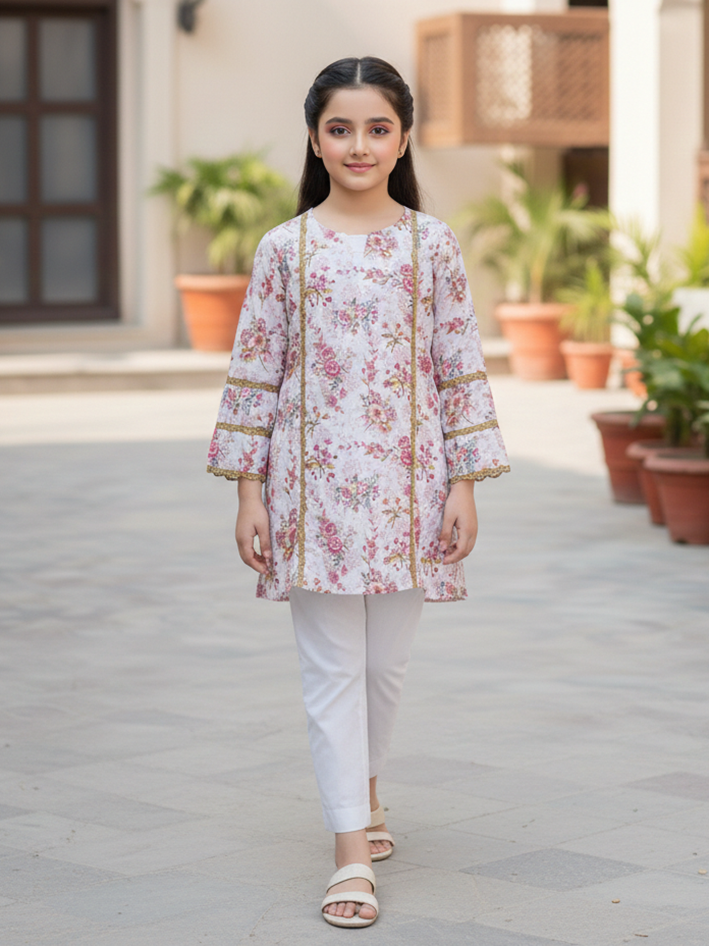 Velvour Girls Cotton Printed Stitched 2-Piece Suit-VG188-A