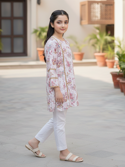 Velvour Girls Cotton Printed Stitched 2-Piece Suit-VG188-A