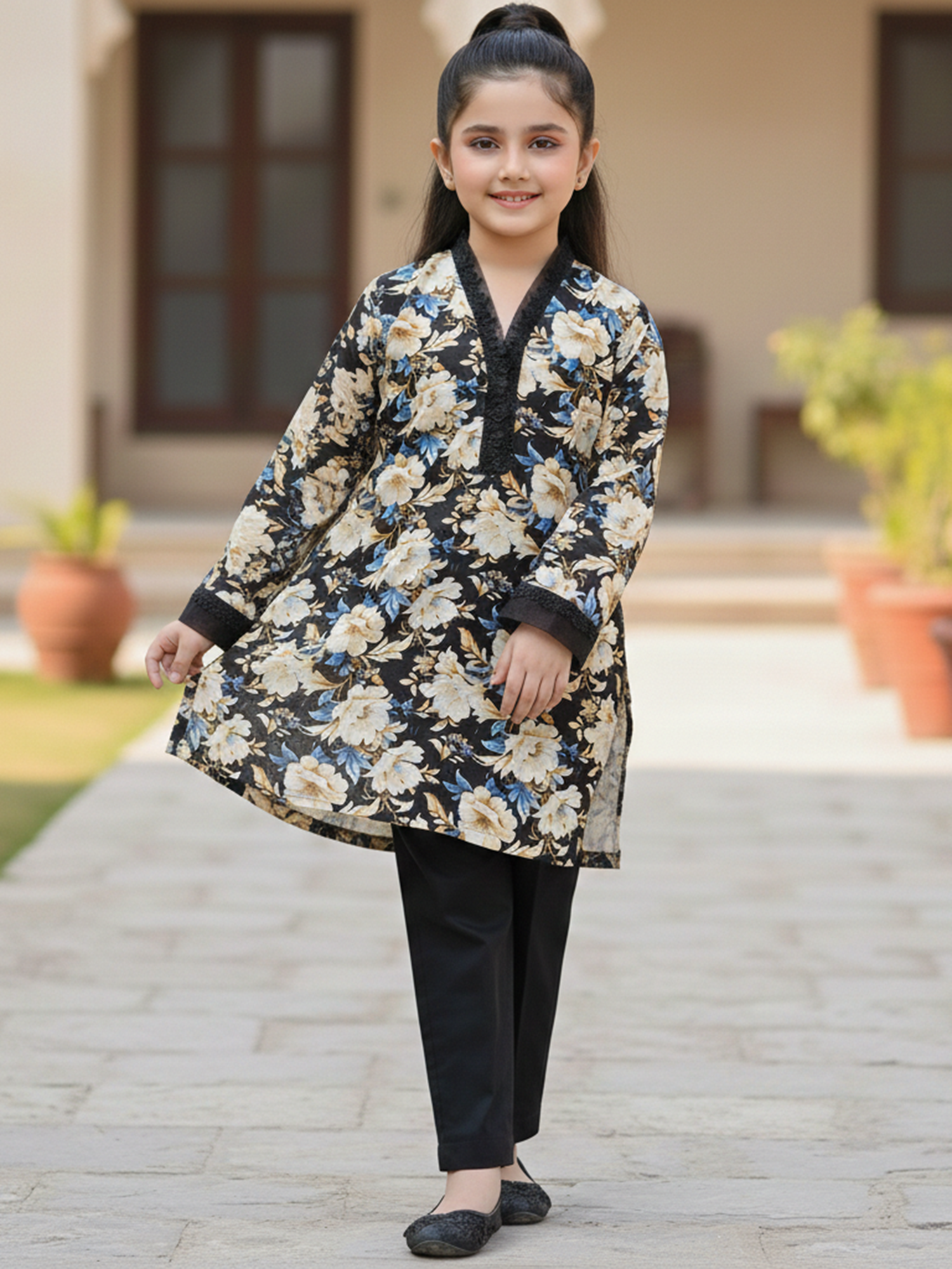 Velvour Girls Cotton Printed Stitched 2-Piece Suit-VG189-A