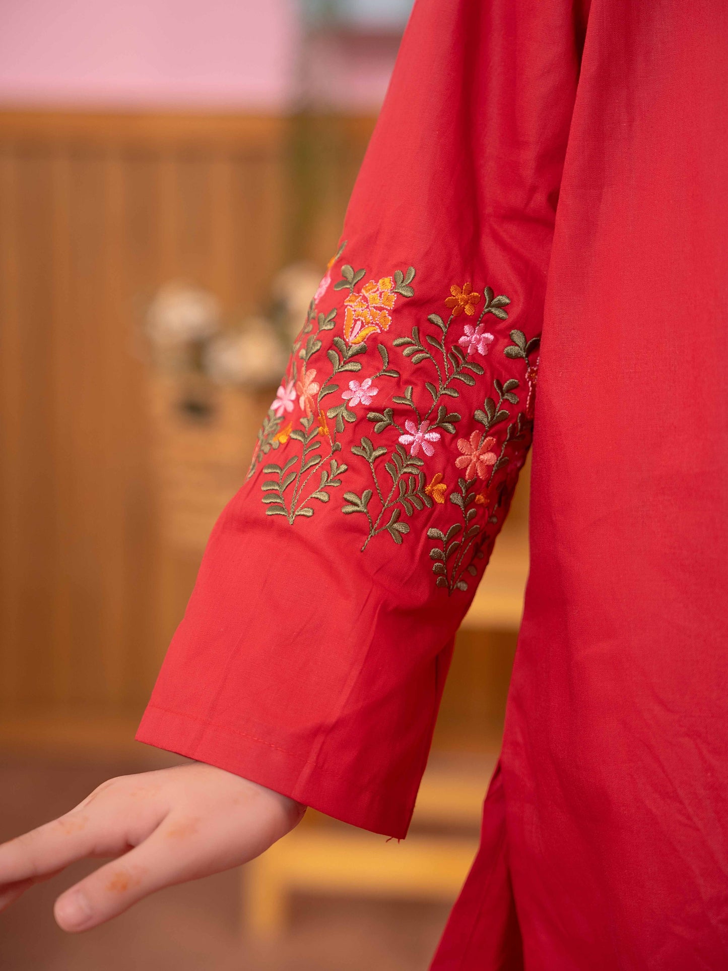 Velvour Girls Cotton Embroidered Stitched 2-Piece Suit-VG91-B