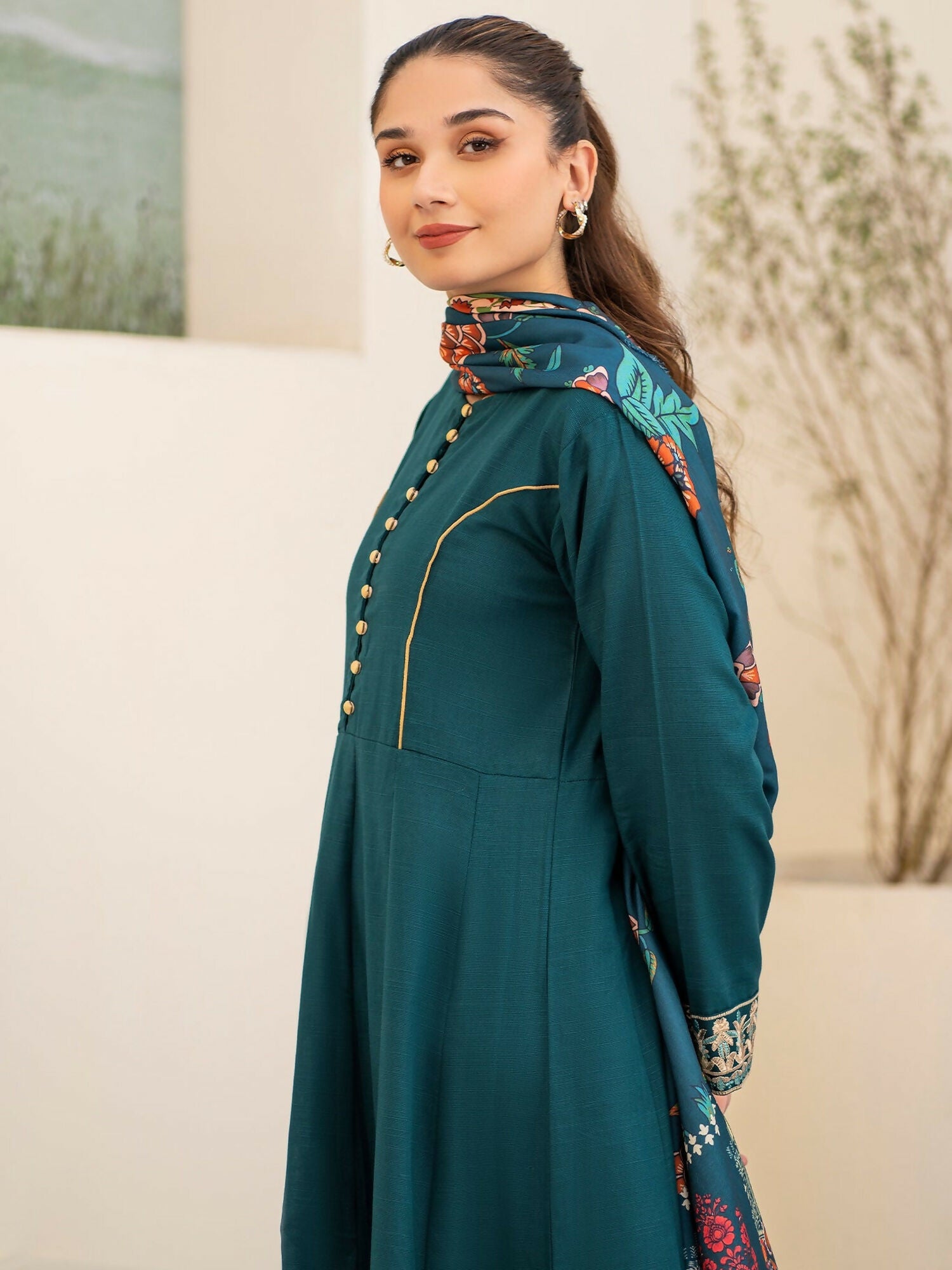Panache Apparel Khaddar Embroidered Stitched Suit-Zinc