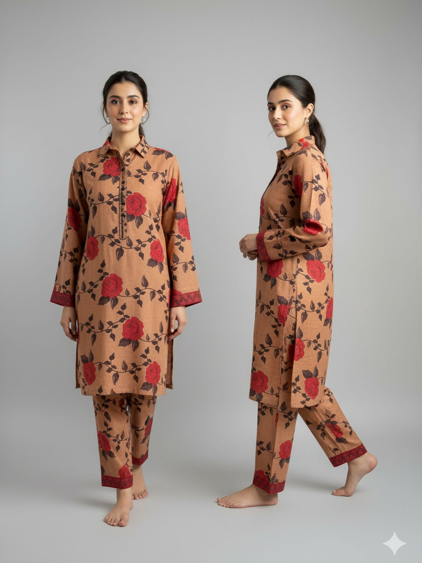 Bin Shaukat Khaddar Karandi Printed Stitched 2-Piece Suit