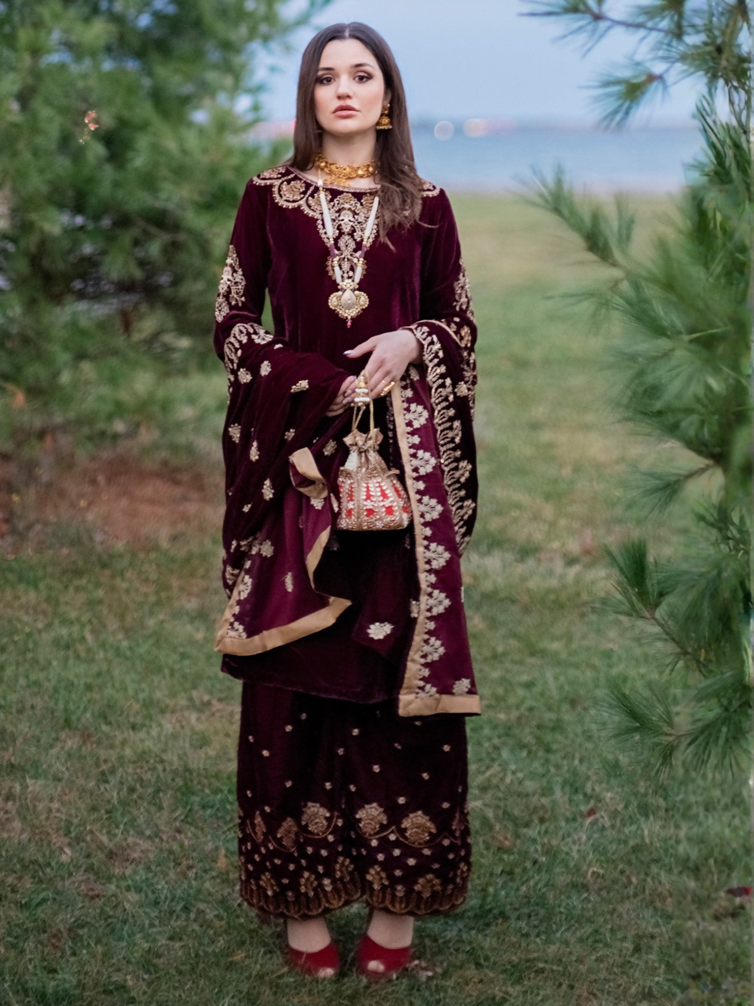 Panache Apparel Velvet Edit Micro Velvet 9000 Embroidered Stitched Suit-Elegance