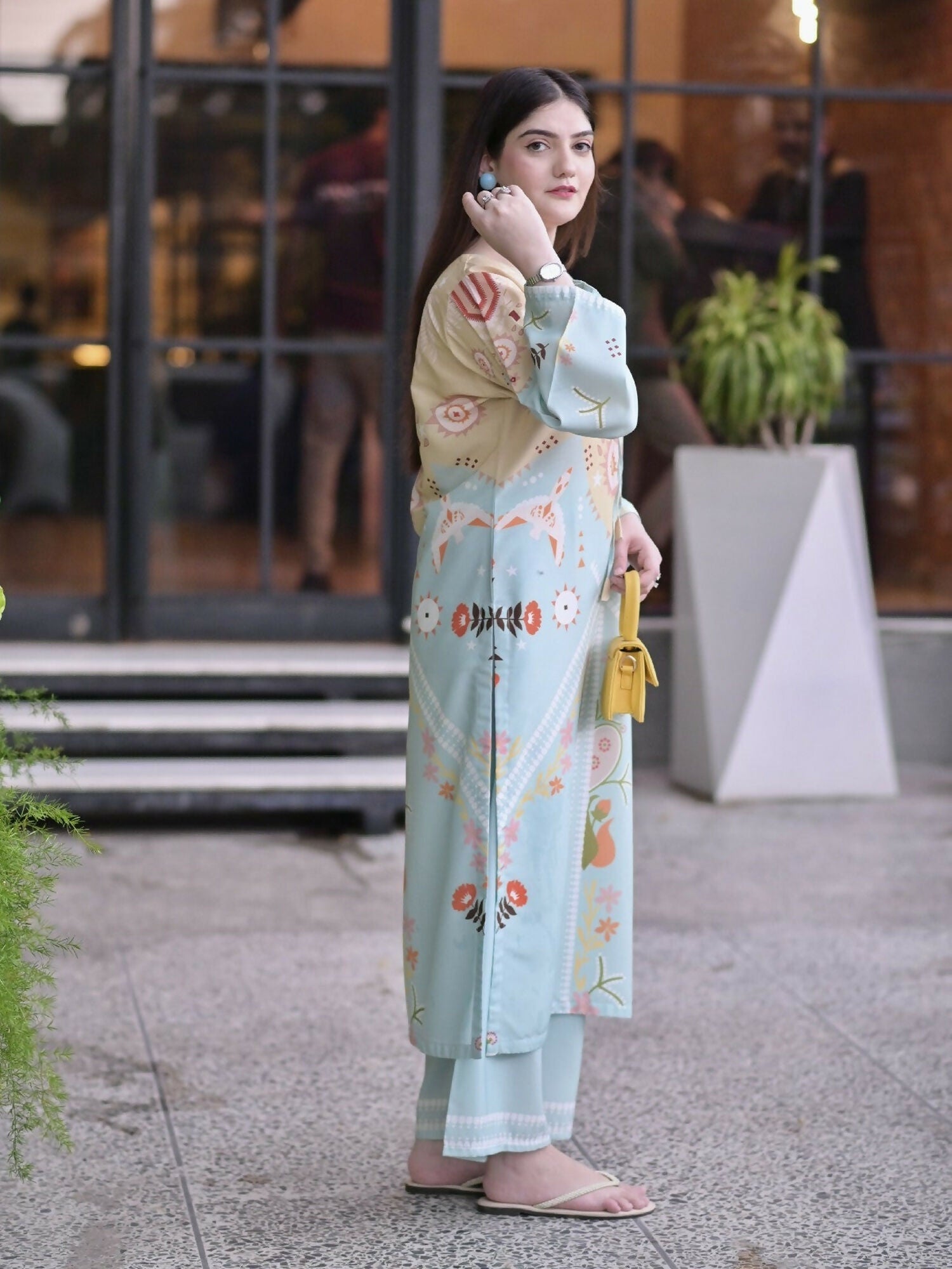 MH Cloth House Poly Lawn Printed Co-Ord Set-Dilnashin