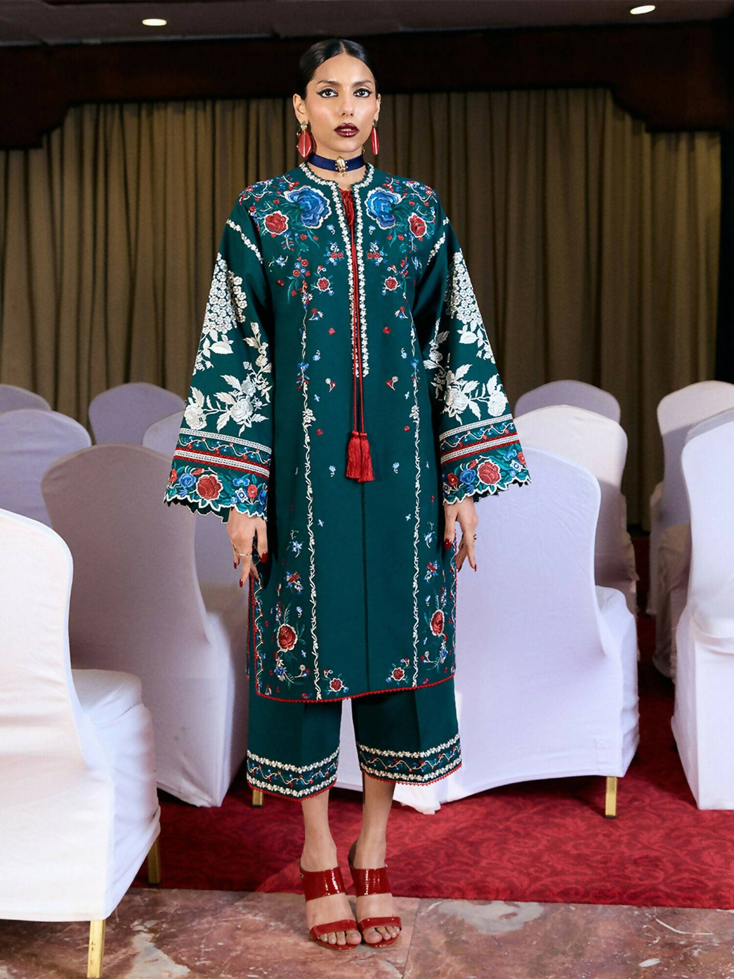 Jugnu by Hussain Rehar Summer Pret'25 Edit III Cotton Embroidered 2-Piece Suit-Tanav
