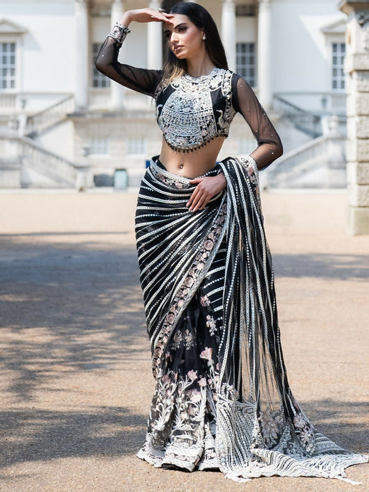 Shiza Hassan Lillian Wedding Formals Net Embellished Stitched Saree-Kaira