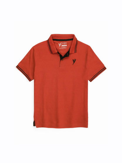 Velvour Boys Pique Tipping Collar Polo Shirt-VP11-R