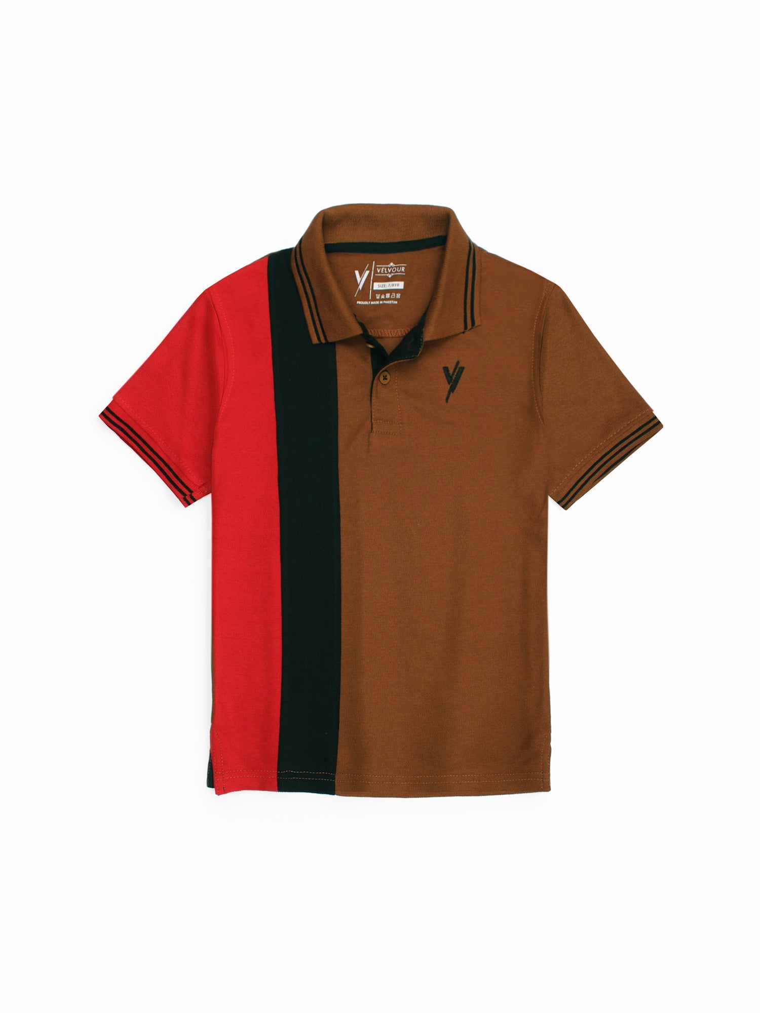Velvour Boys Pique Tipping Collar Polo Shirt-VP12-F