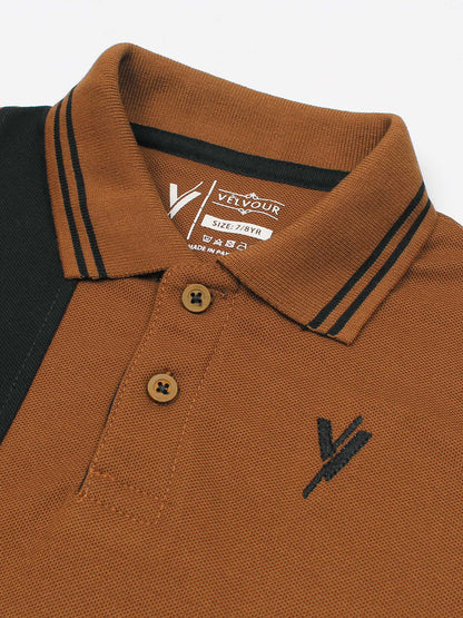 Velvour Boys Pique Tipping Collar Polo Shirt-VP12-F