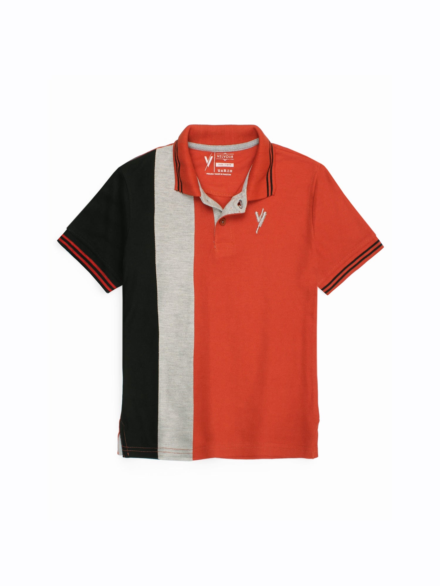Velvour Boys Pique Tipping Collar Polo Shirt-VP12-I