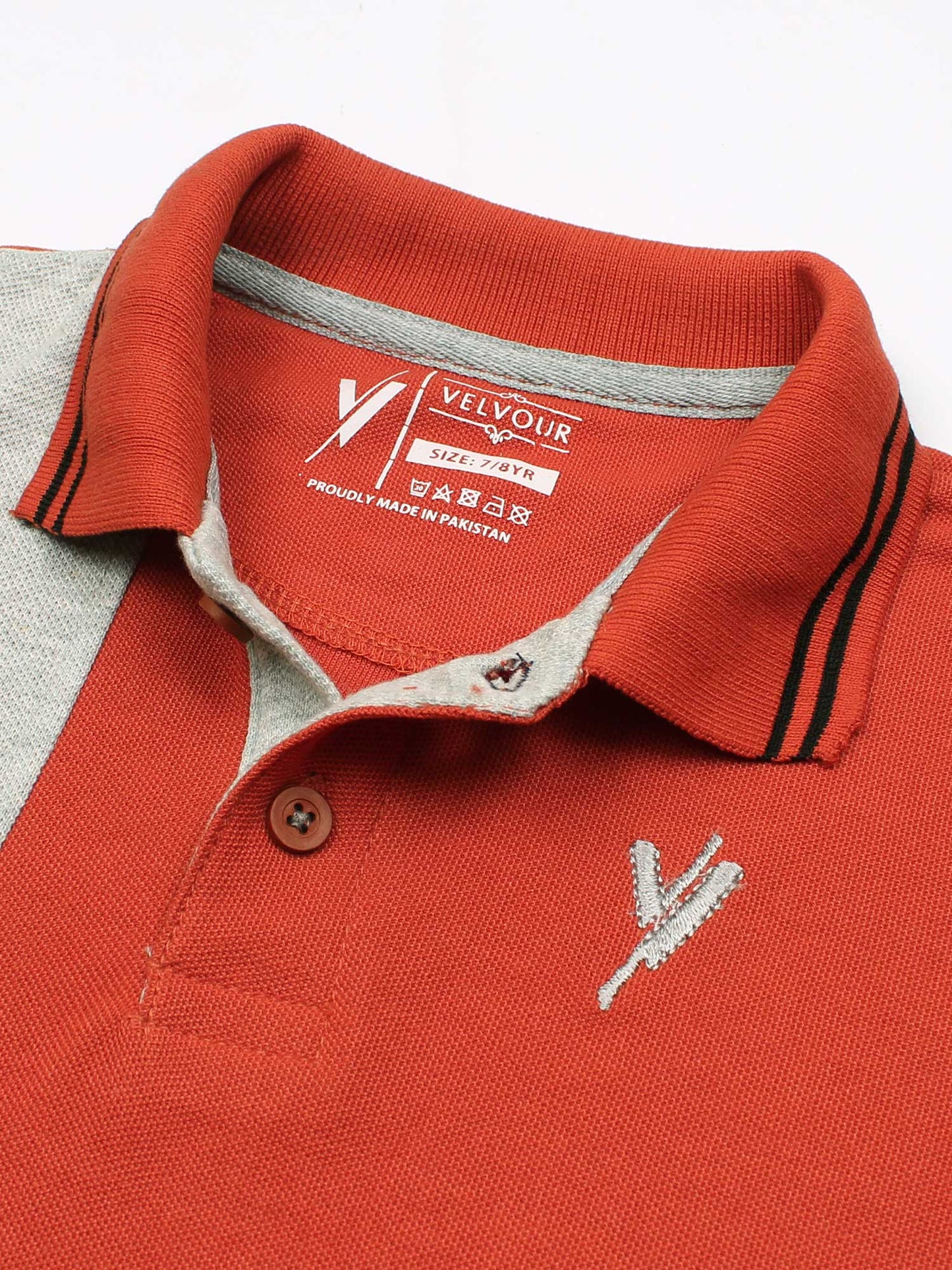 Velvour Boys Pique Tipping Collar Polo Shirt-VP12-I
