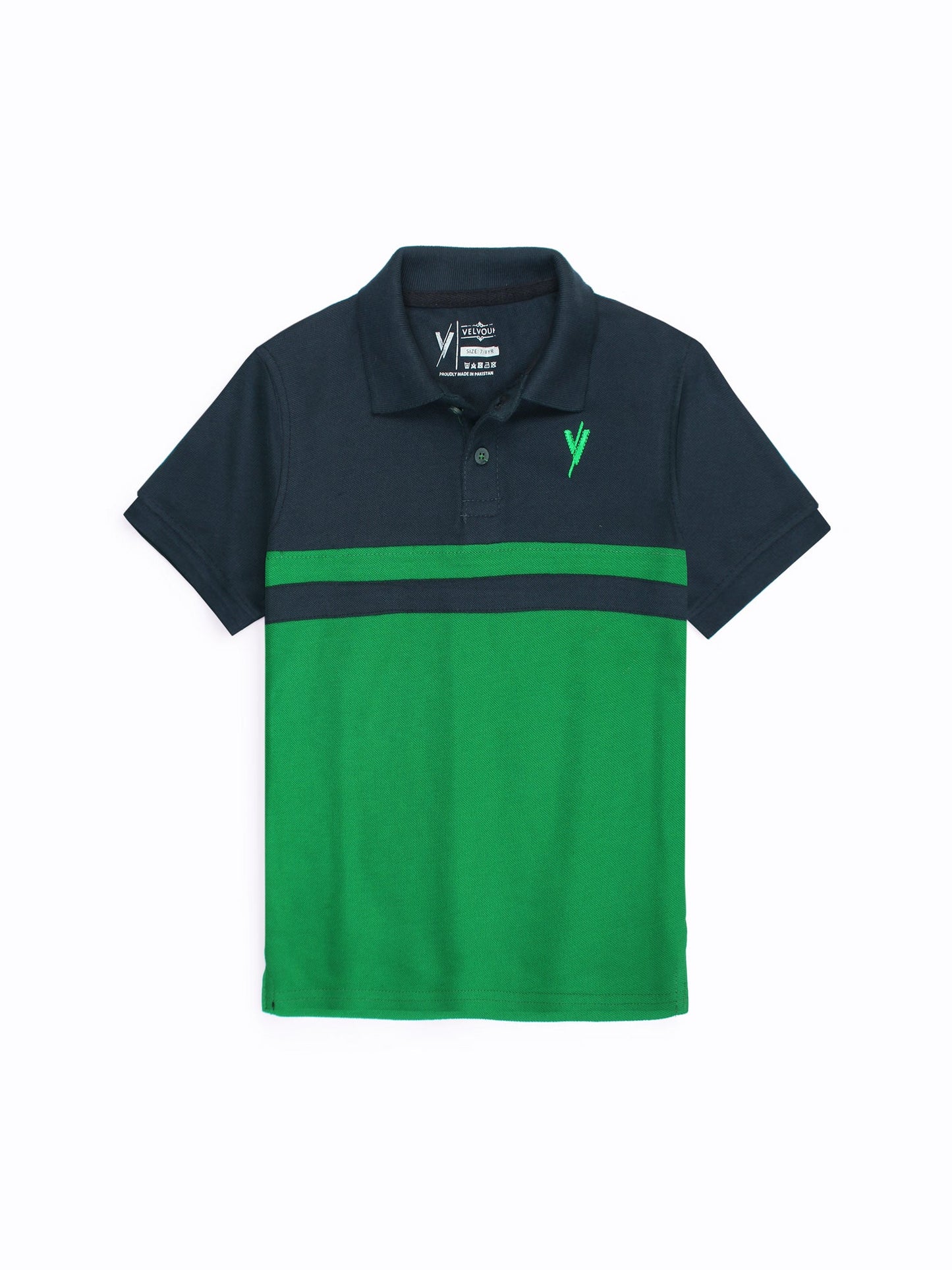 Velvour Boys Pique Tipping Collar Polo Shirt-VP14-C