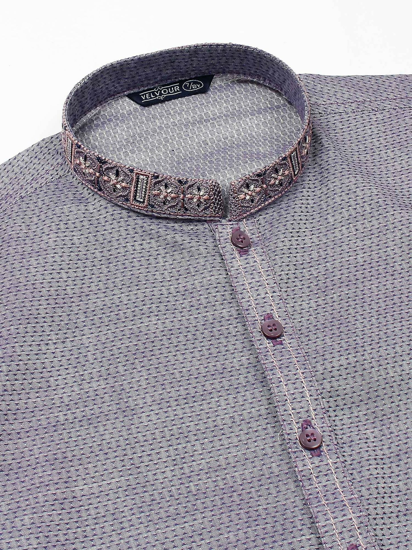 Velvour Boys Cotton Embroidered Stitched Kurta-VB201-B