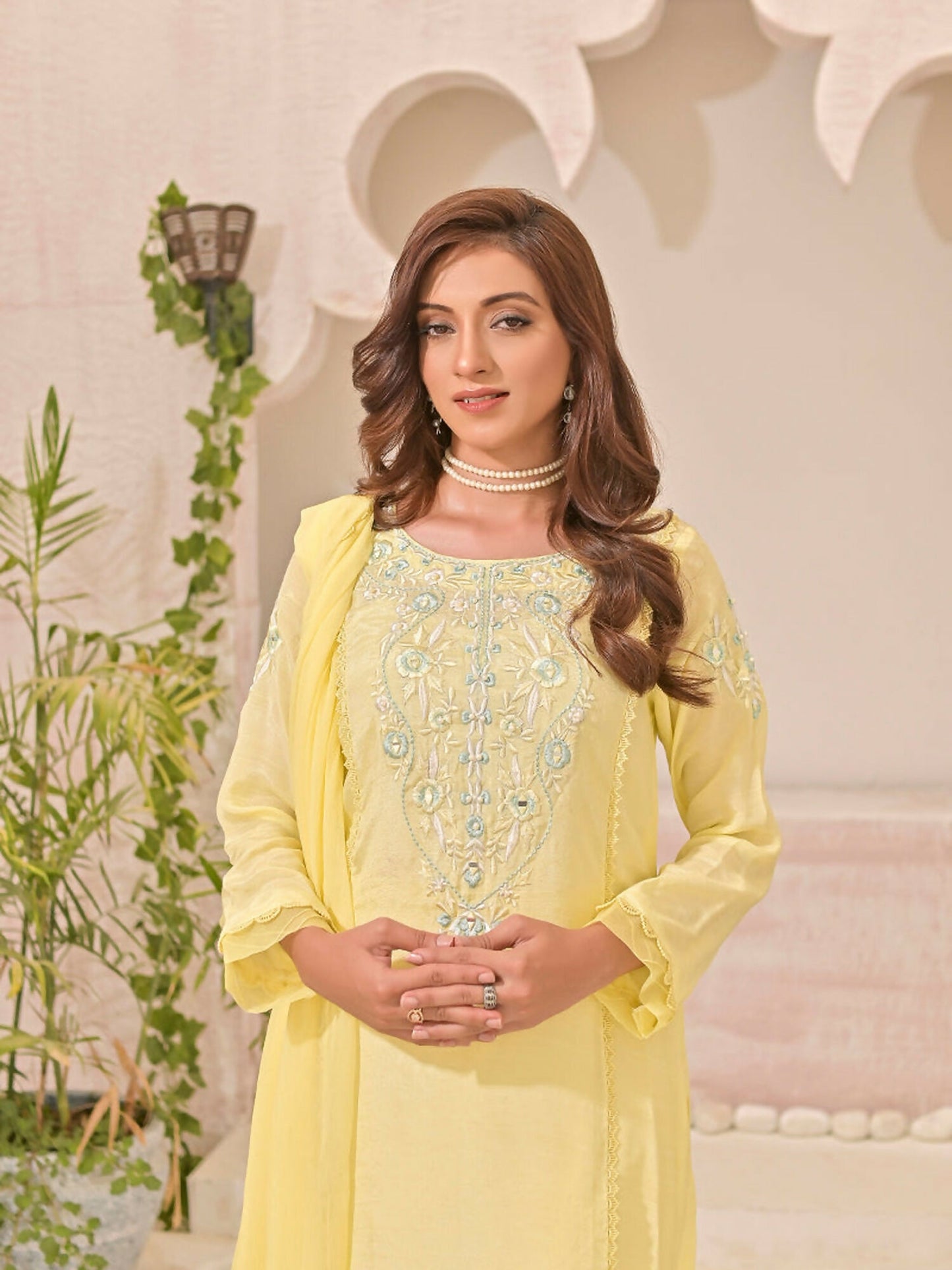 Ruby's Couture Panache Raw Silk Embroidered Stitched 3-Piece Suit-Mehrmah