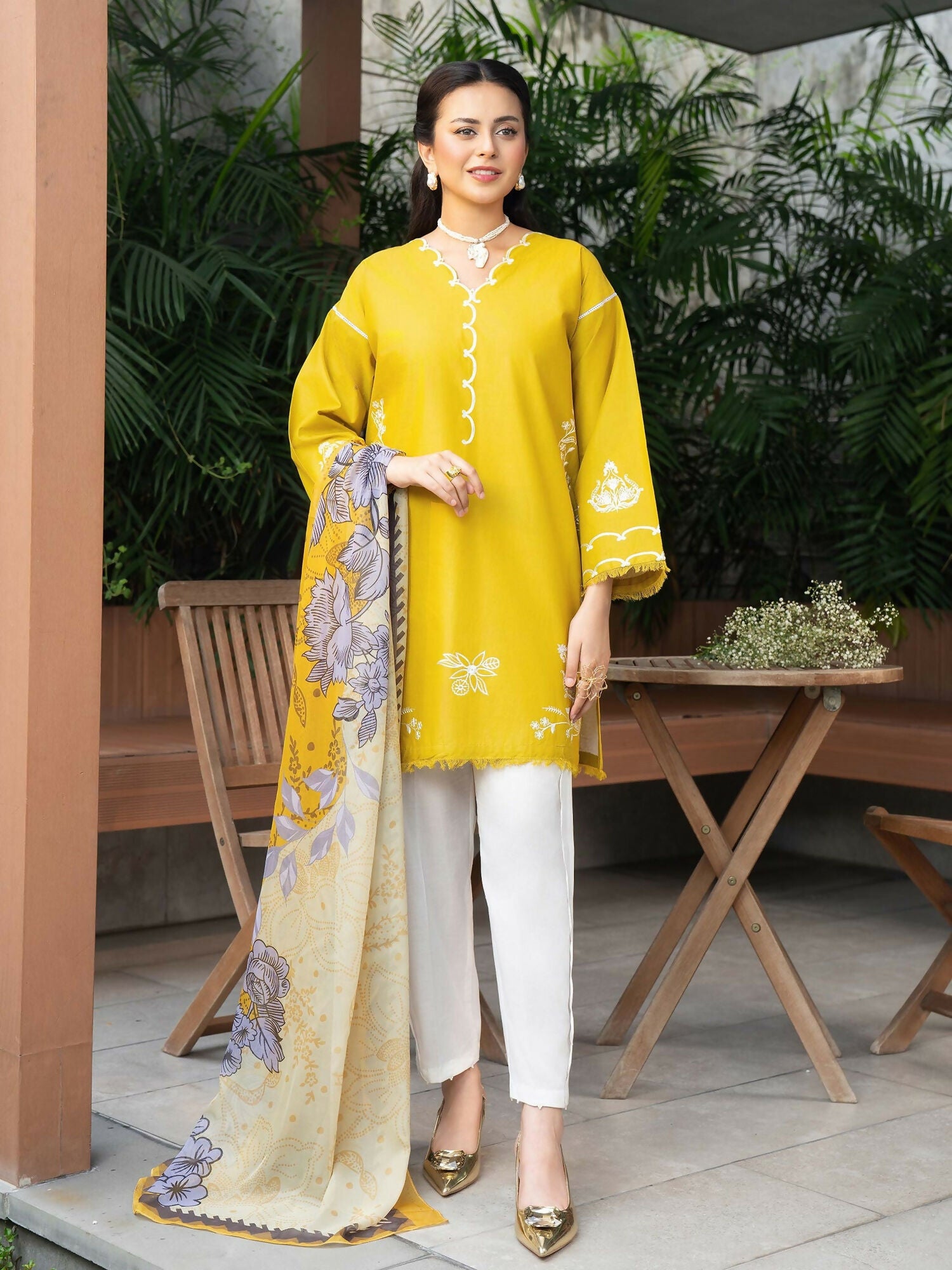 Panache Apparel Solid Story Cotton Lawn Embroidered Stitched Suit-Orah