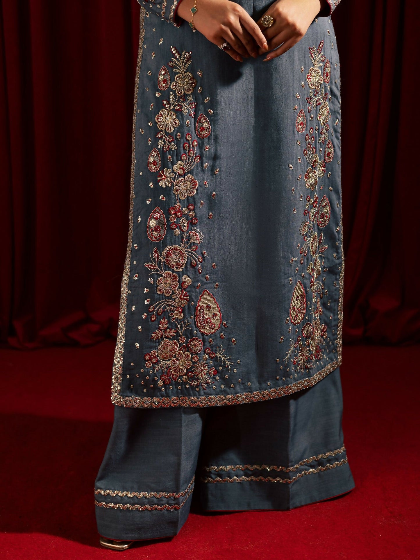 Allure By IH Luxury Pret Raw Silk Embellished Stitched 3-Piece Suit-Jhoomar