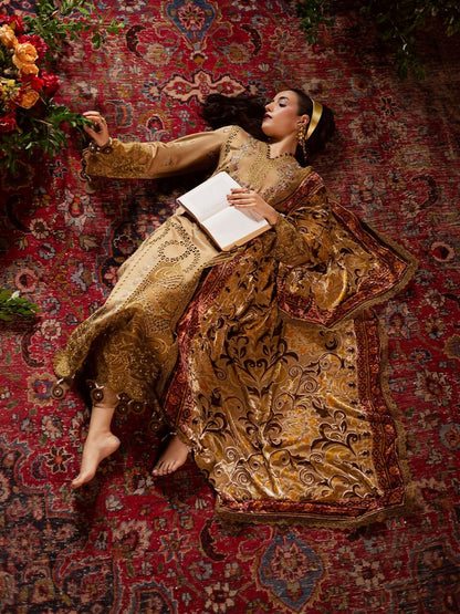 Mahnur Amelia Kotrai Embroidered Unstitched 3-Piece Suit-CK-006