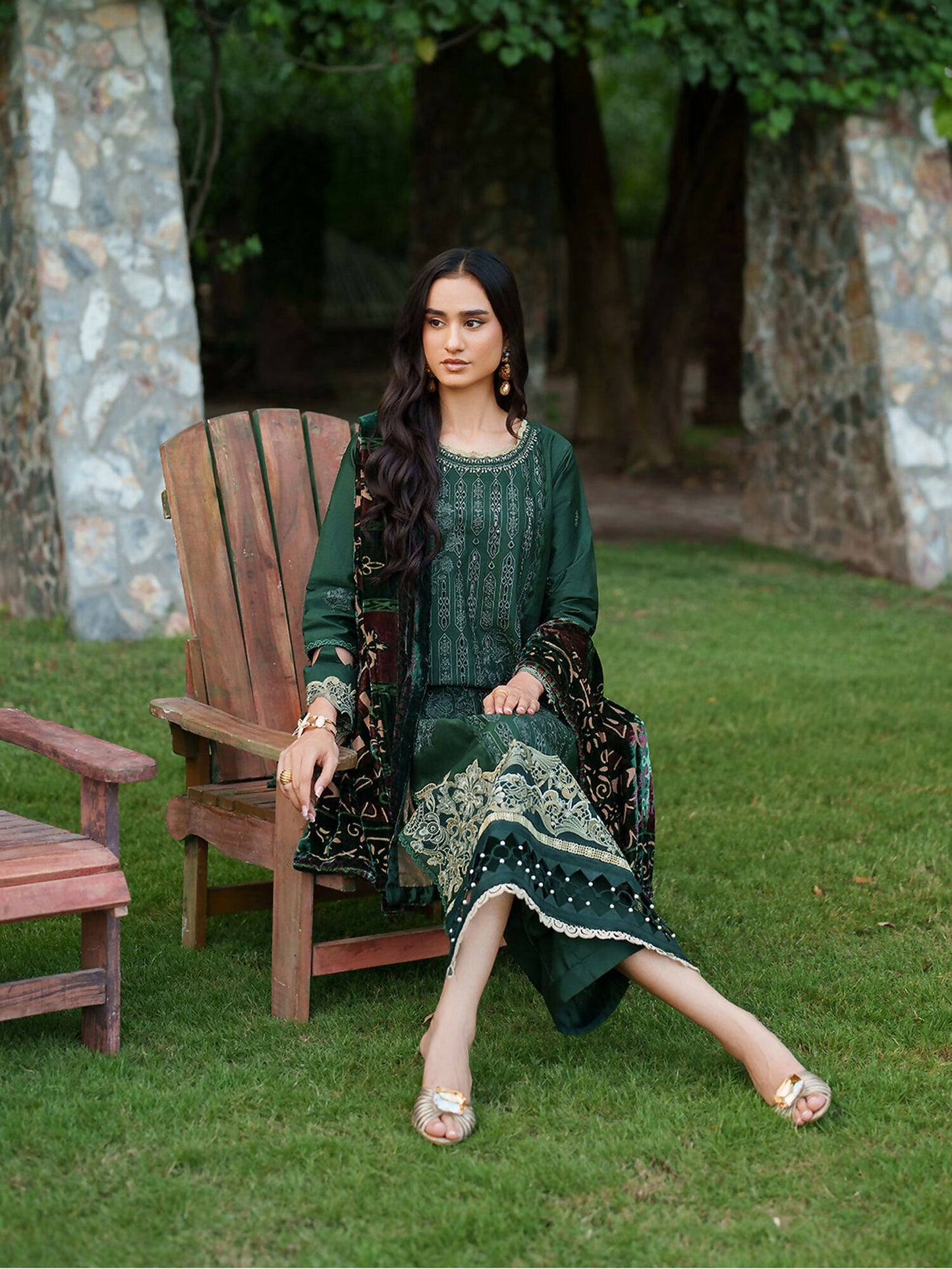 Parishay Panache Winter Corduroy Embroidered Unstitched 3-Piece Suit-PNE-11