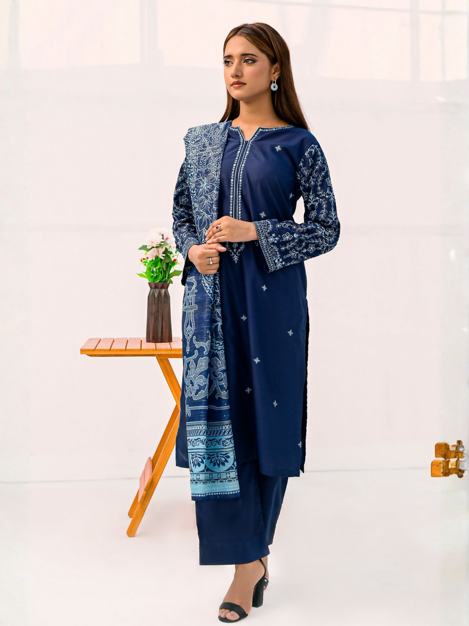 MAK Fashion Lawn Embroidered Stitched 3-Piece Suit-Elara