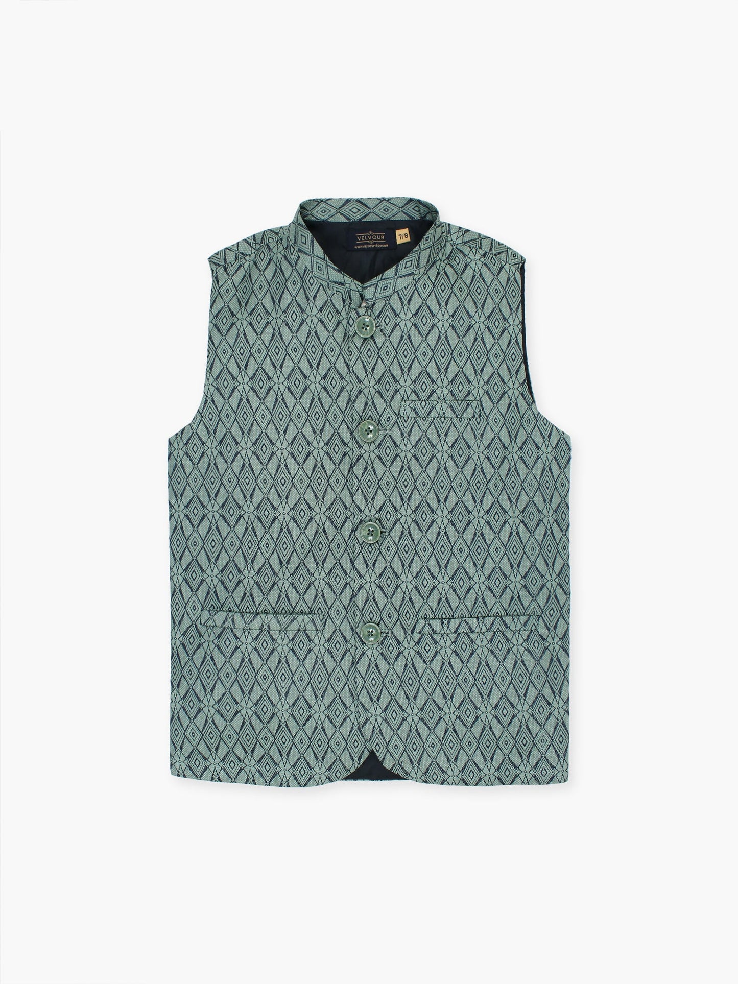 Velvour Boys Jacquard Printed Waistcoat-VW05-E