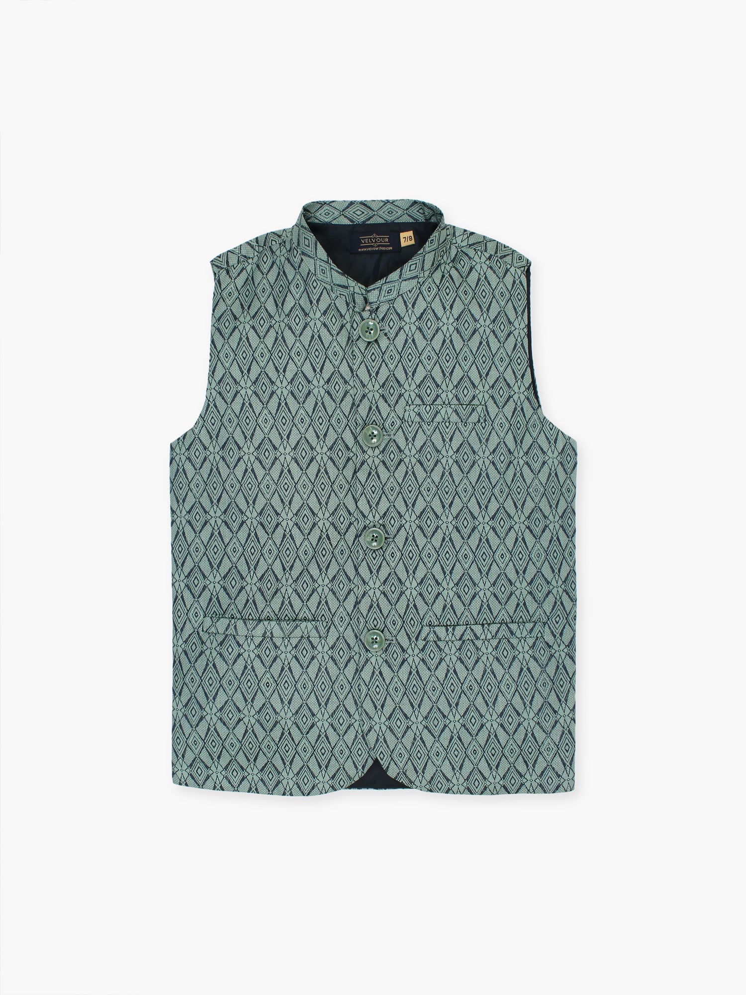 Velvour Boys Jacquard Printed Waistcoat-VW05-E