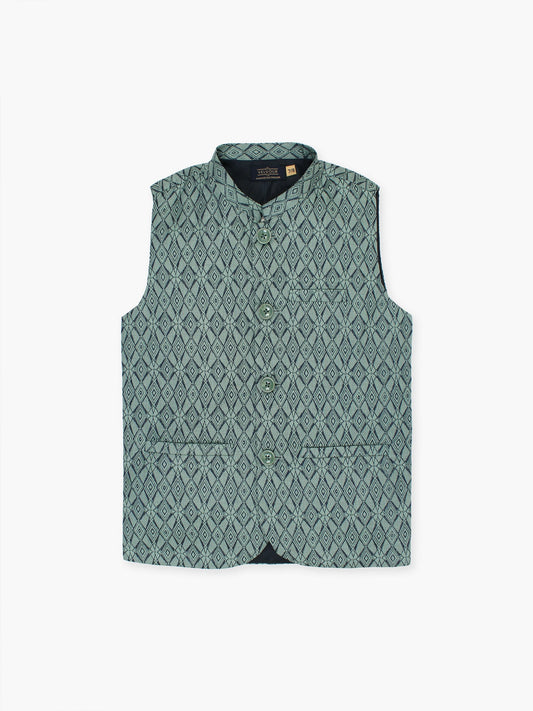 Velvour Boys Jacquard Printed Waistcoat-VW05-E