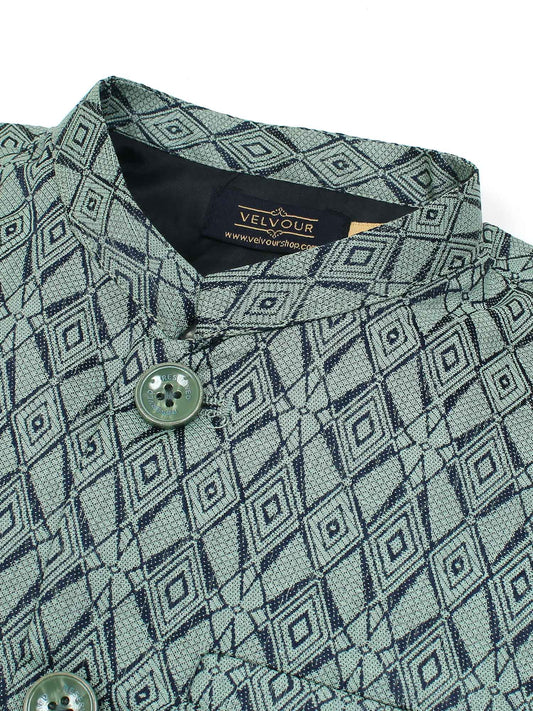 Velvour Boys Jacquard Printed Waistcoat-VW05-E