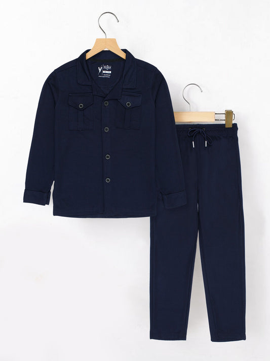 Velvour Polyester Collar Neck Tracksuit-VWT40-B