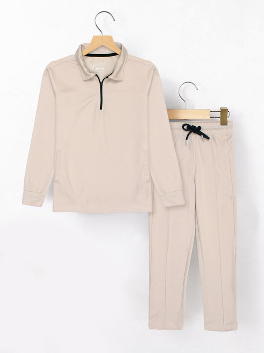 Velvour Polyester Collar Neck Tracksuit-VWT46-A