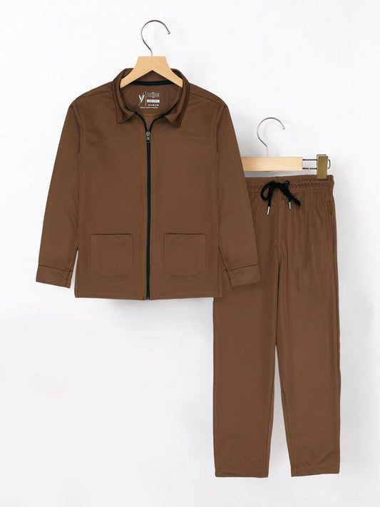 Velvour Polyester Collar Neck Tracksuit-VWT47-A