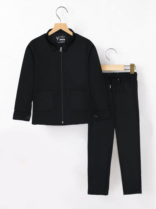 Velvour Polyester Collar Neck Tracksuit-VWT47-C