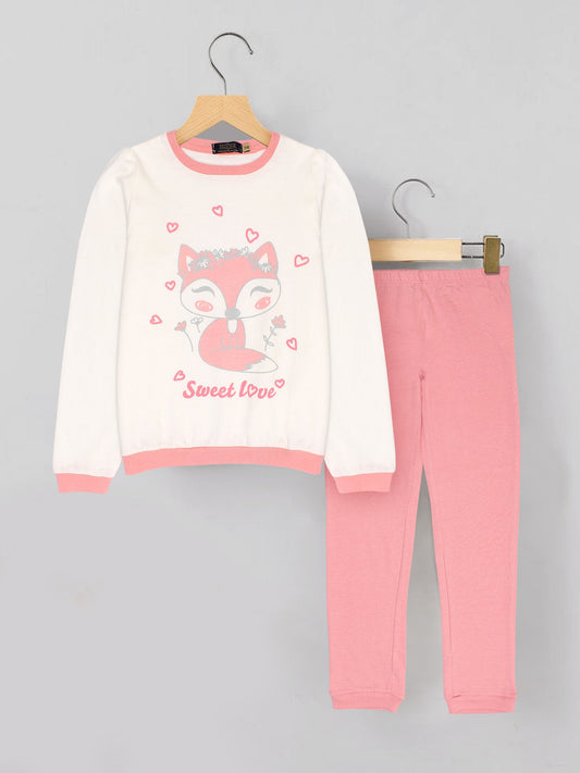 Velvour Girls Fleece Round Neck Tracksuit-VWTG 01-A