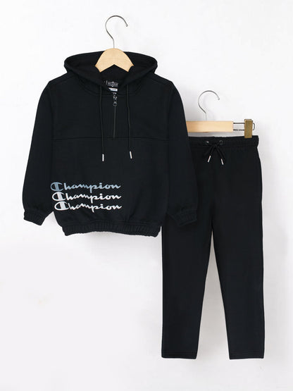 Velvour Polyester Hooded Tracksuit-VWT48-A