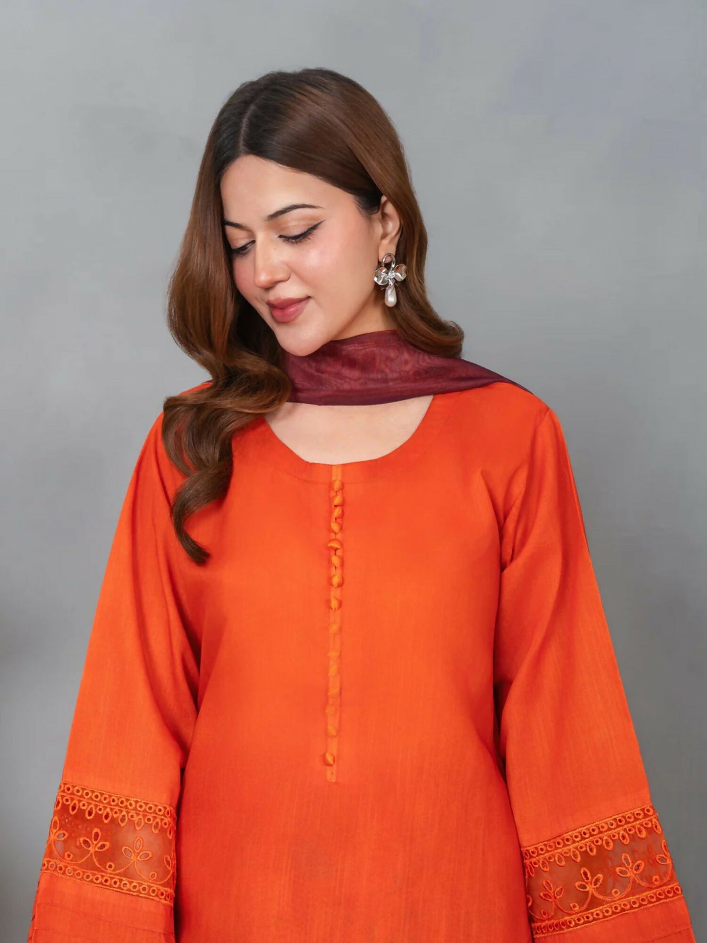 Stylish Collection Musk Raw Silk Printed Stitched 3-Piece Suit-Jahaan