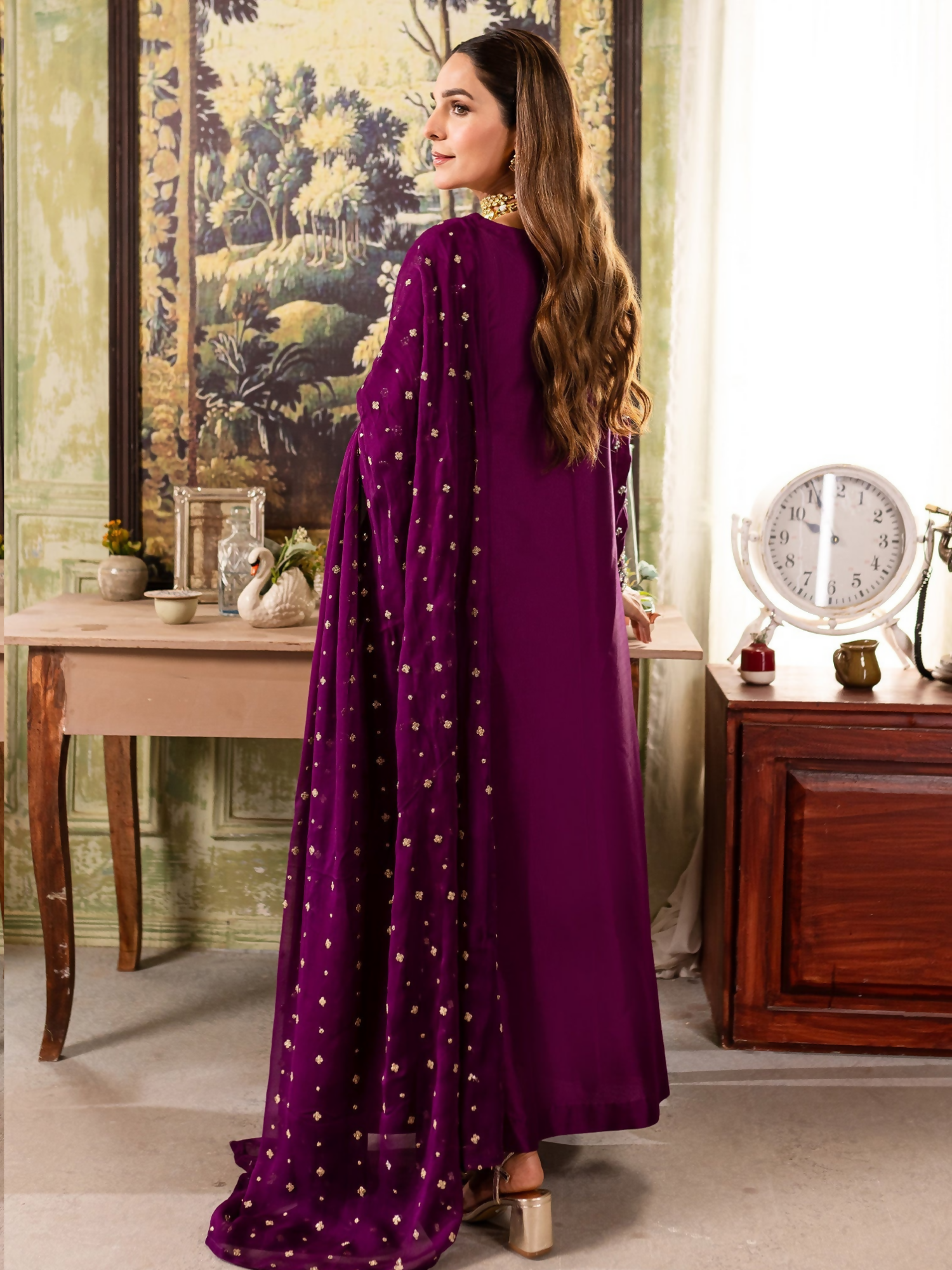 Allure By IH Raw Silk Embellished Stitched 3-Piece Suit-Anya