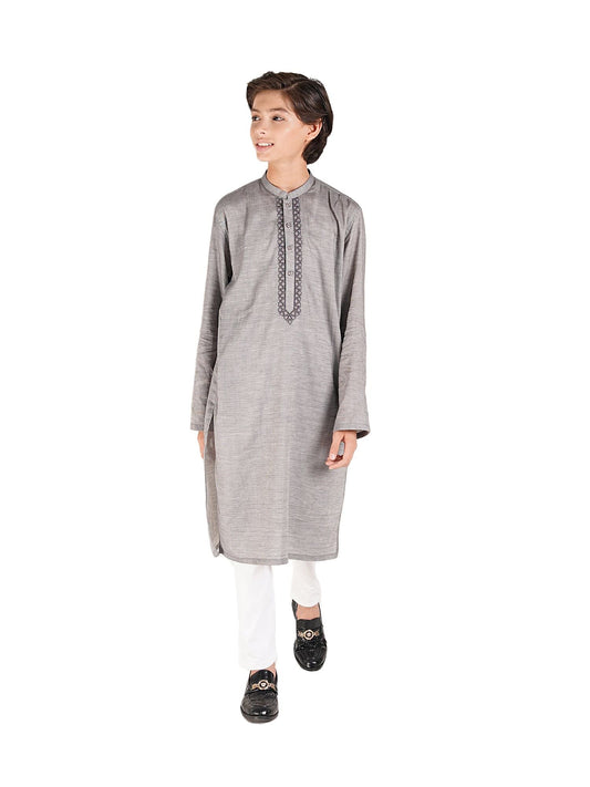 Velvour Boys Cotton Embroidered Stitched Kurta-VB195-A