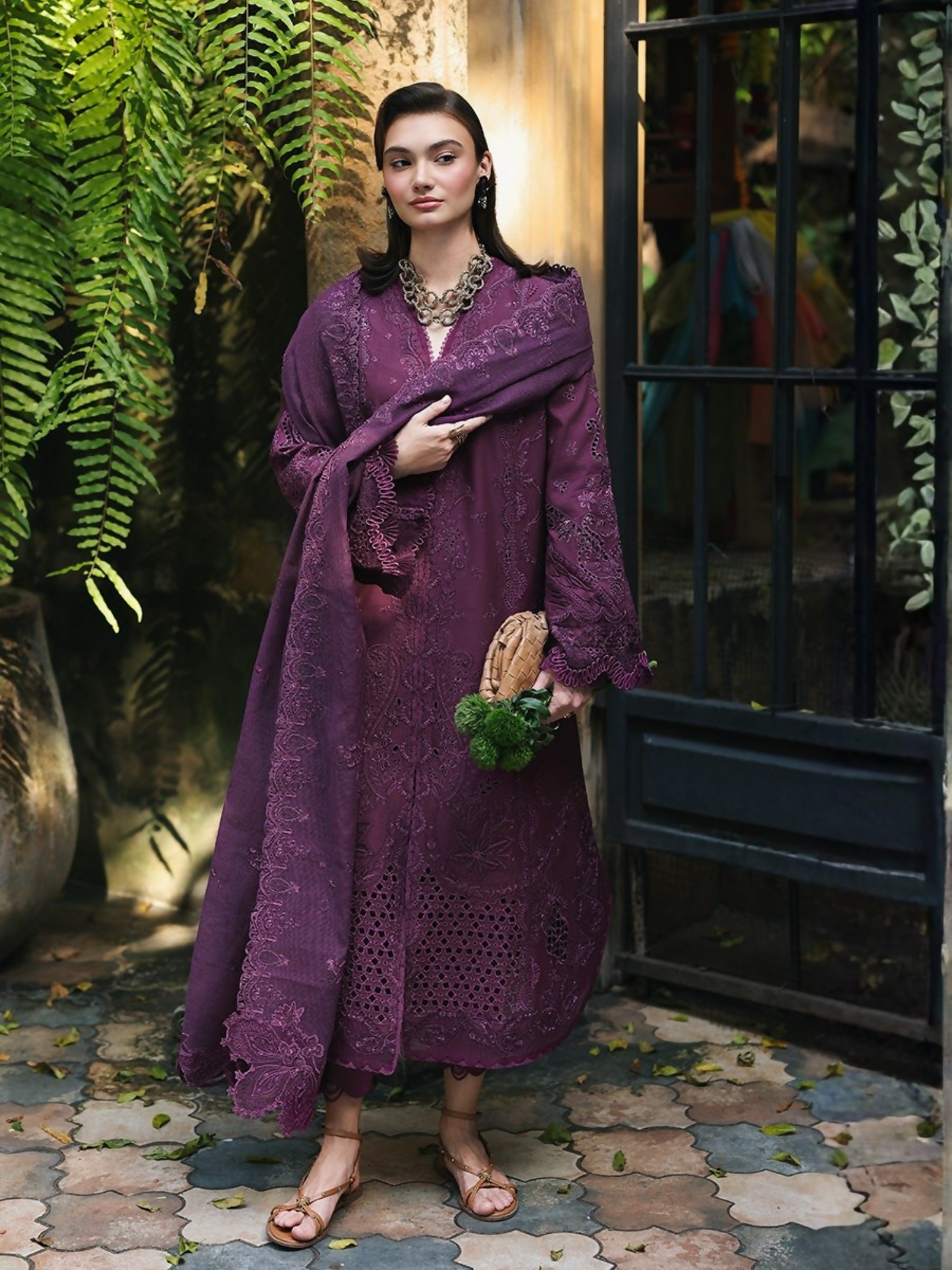 Qalamkar Qline Lawn Drop-1 Embroidered Unstitched 3-Piece Suit-RP-08-Liora