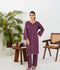 Stylish Collection Enchant Pret Linen Printed Co-Ord Set-Leaf Purple