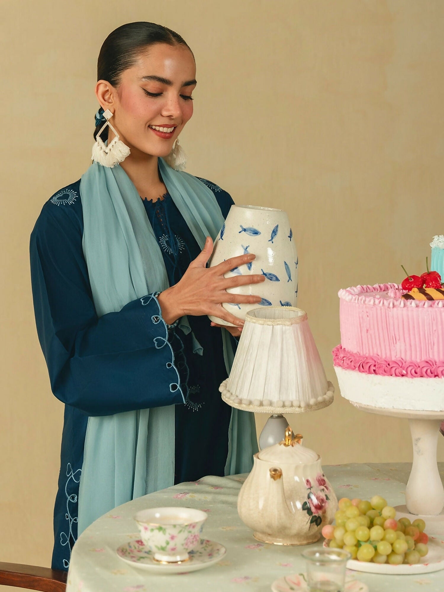 Mannat Clothing Boho Summer'26 Cotton Embroidered Stitched Suit-Sapphire
