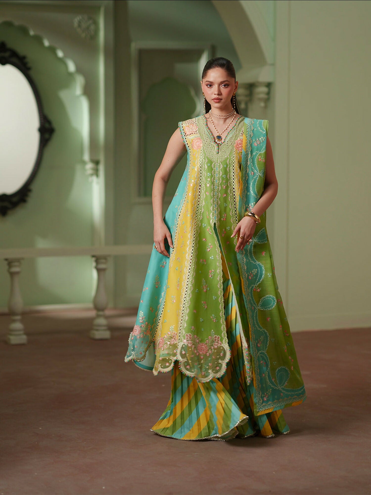 Binilyas Mashriq Luxury Lawn'26 Embroidered Unstitched 3-Piece Suit-D-114-A