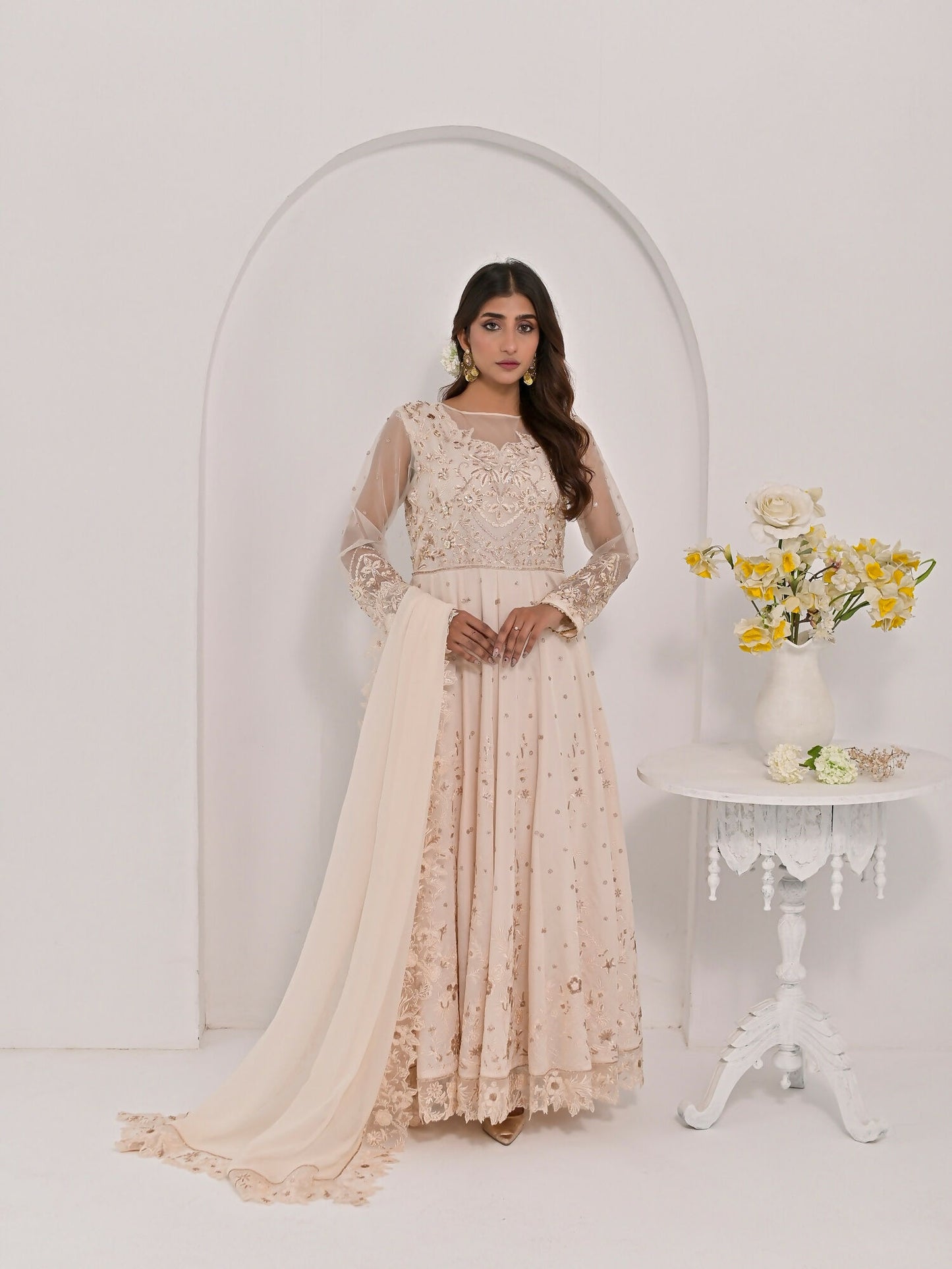 Farooq Hameed Studio Pariza Lux Festive'25 Pure Glass Silk Embroidered Stitched 3-Piece Suit-Aifa