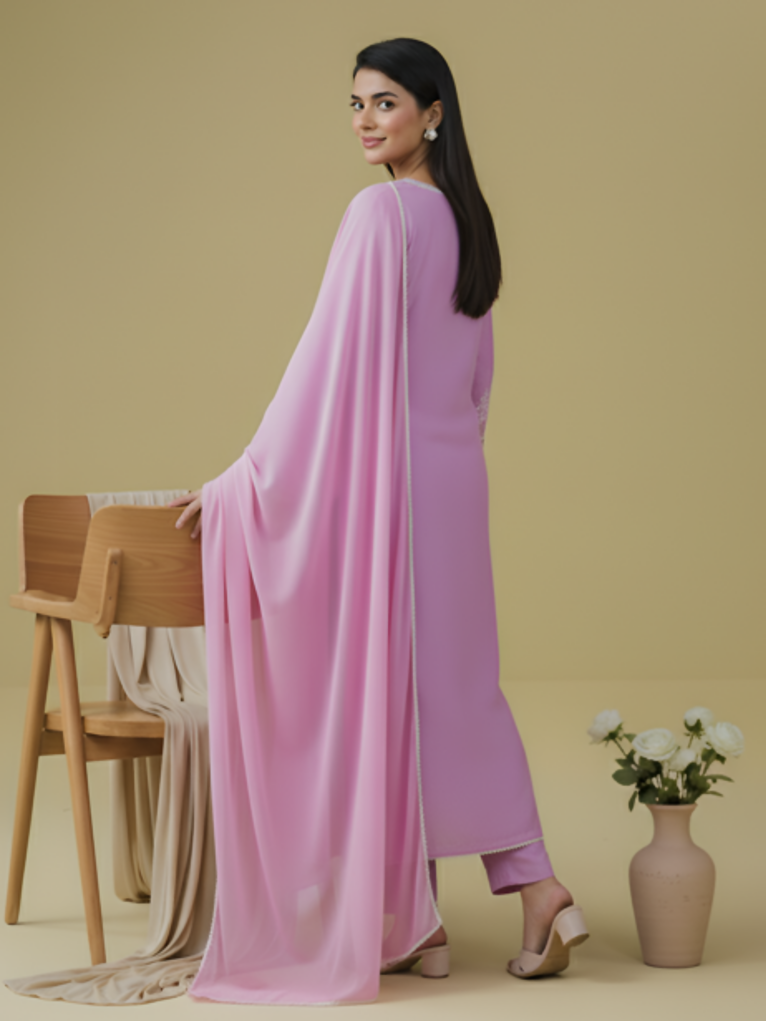 Tawakal Closet Cotton Embroidered Stitched 3-Piece Suit-Lilac