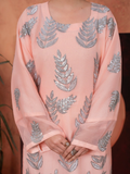 Stylish Collection Majeste Crinkle Chiffon Embroidered Stitched 3-Piece Suit-Zirwah Peach