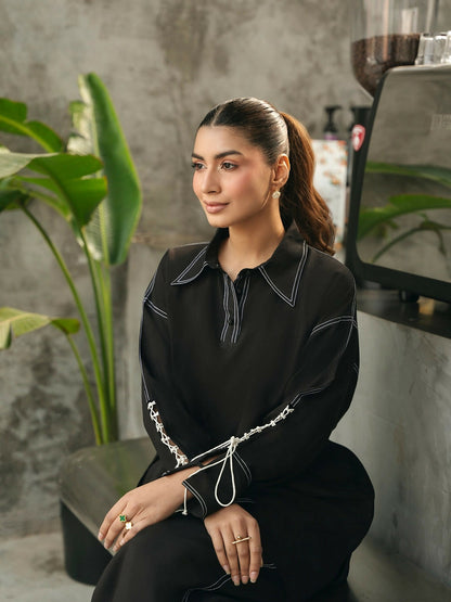Mannat Clothing Suave Edit Raw Silk Co-Ord Set-Obsidian