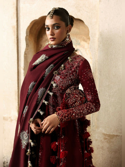 Hussain Rehar Massarat Festive Unstitched'25 Korean Raw Silk 3-Piece Suit-Gulnar